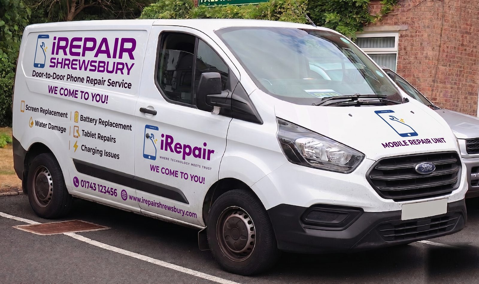 iRepair mobile phone repair van — door-to-door 'We Come To You' service across Shrewsbury, Telford and Wolverhampton